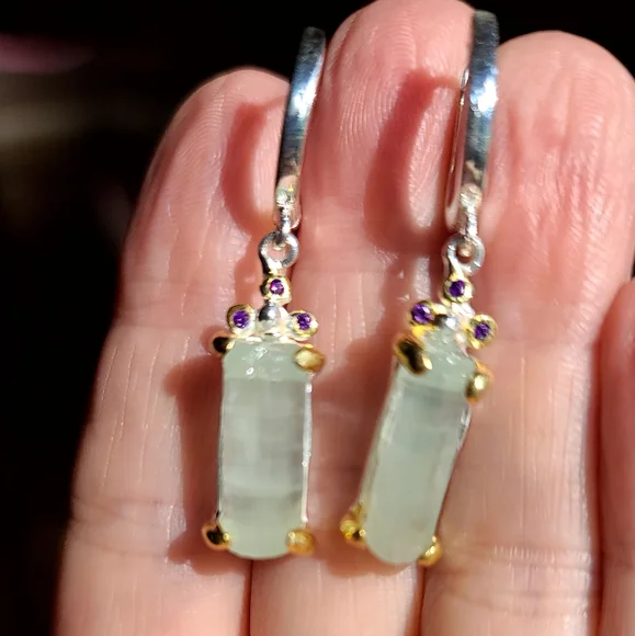 15k each Aquamarine & Amethyst Sterling bar earrings - Picture 8 of 8